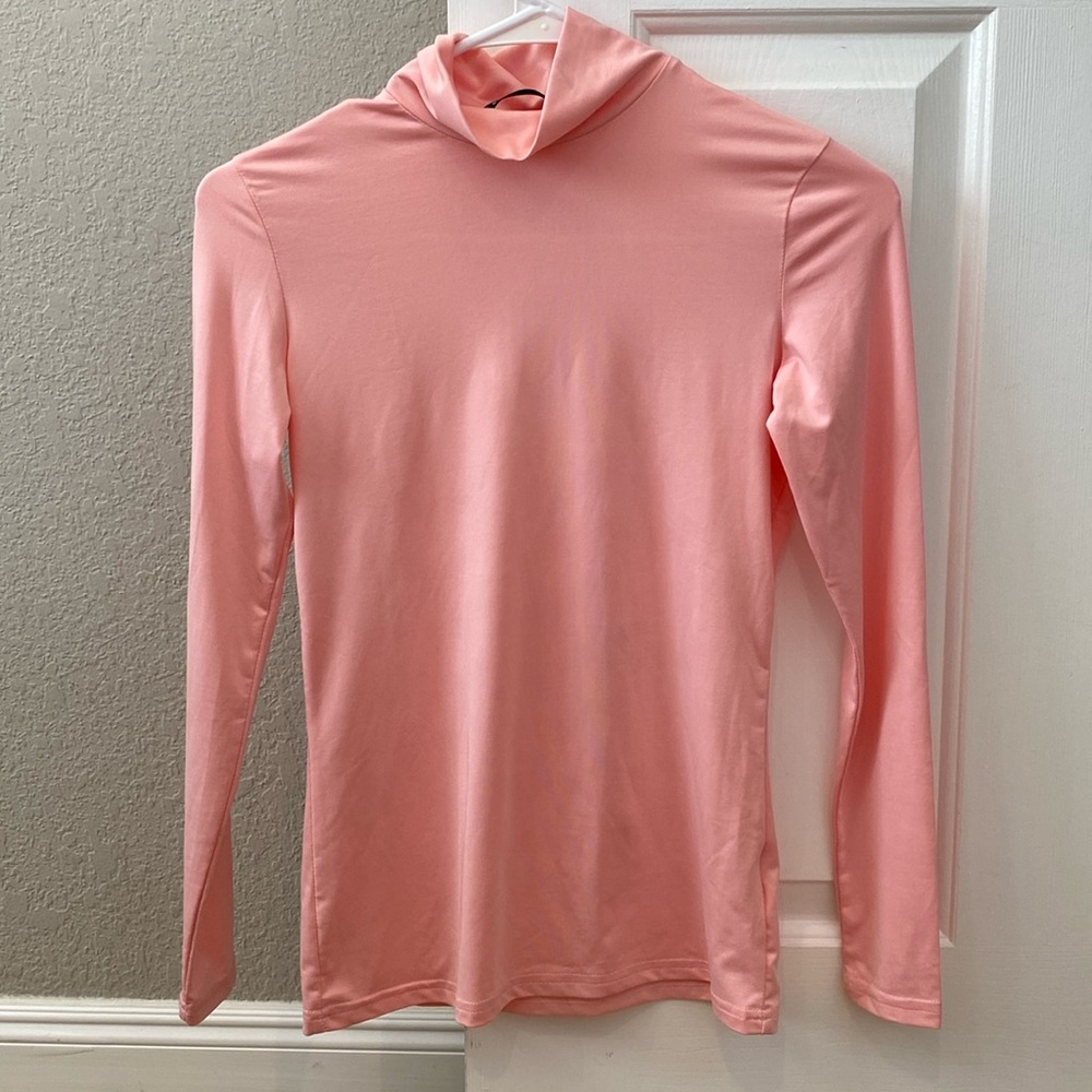 Pink Base Layer Turtleneck Mockneck Long Sleeve, Small